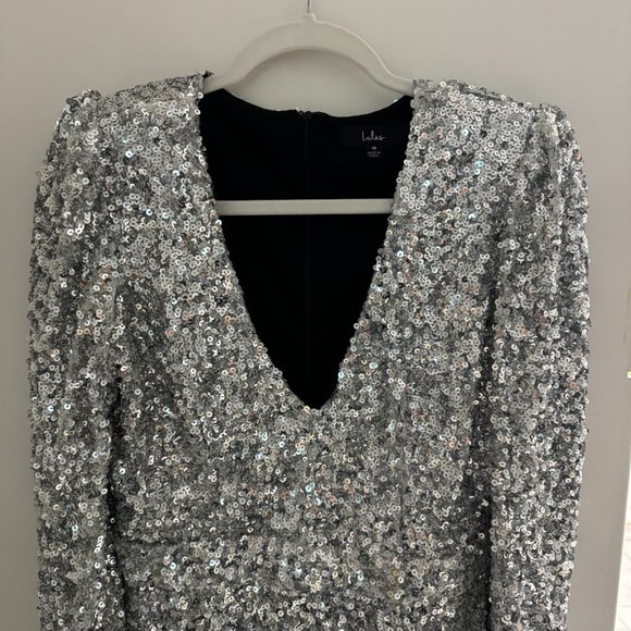 Lulu's "Brand New You" Silver Sequin Bodycon Mini Dress - Picture 3 of 4